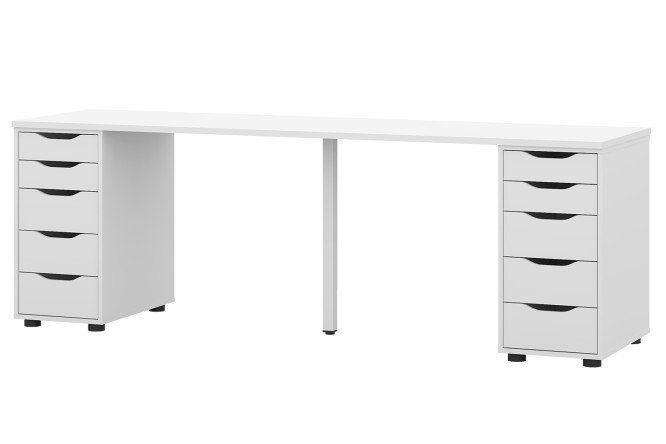 Изображение товара Письменный стол Alexys 200 см с квадратной опорой и тумбами, белый