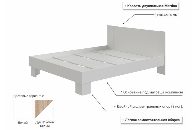 Кровать Мартина цвет белый