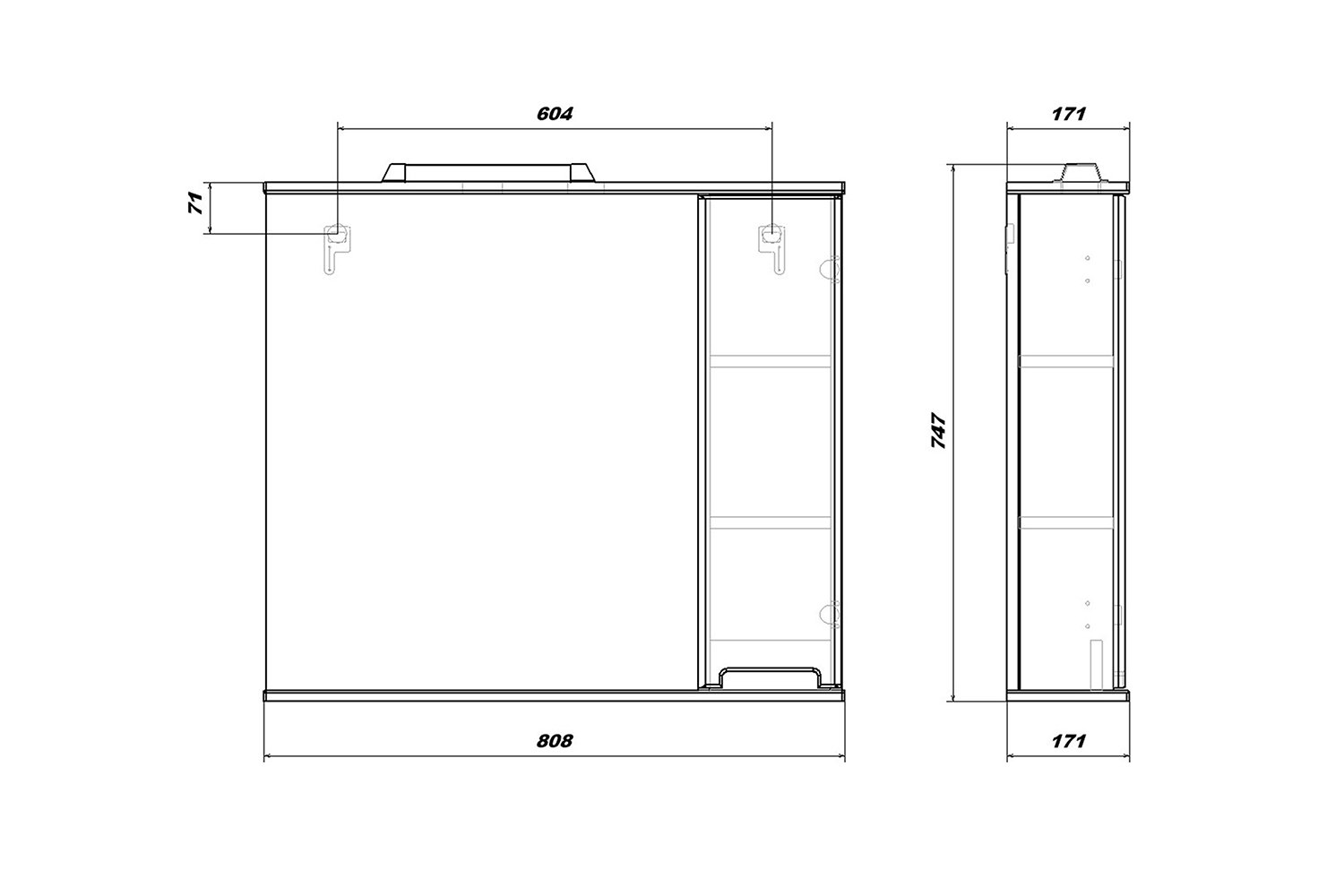 Навесной шкаф со сплошной дверью однодверный с монтажной панелью