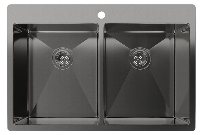 Изображение товара Мойка врезная Rinox 7450 2В PVD black 74х50х20 см