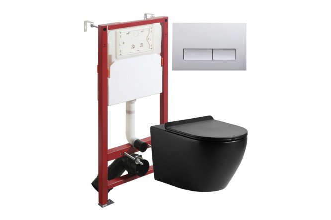 Изображение товара Унитаз с инсталляцией AGGER ATI03144+APB200 подвесной стоячий для современного санузла