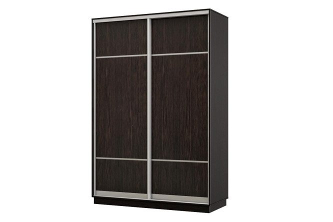 Изображение товара Двухдверный шкаф-купе Практик 150x220 см венге с серебряным профилем