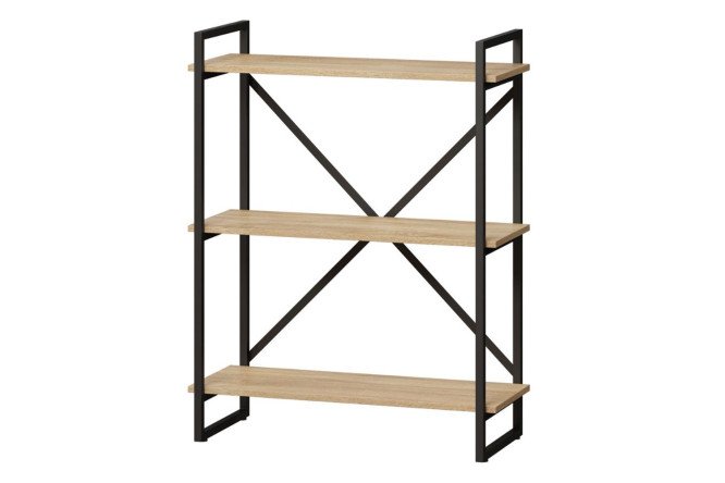 Изображение товара Стеллаж Роквуд Рант 80х102х34 см из стали и ЛДСП в цветах чёрный и дуб сонома