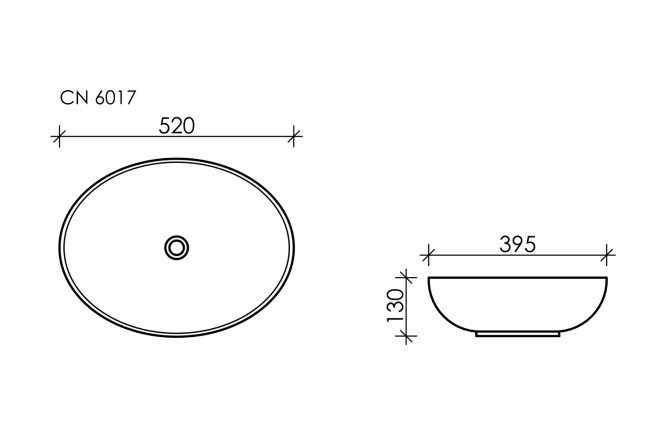 Умывальник накладной CERAMICANOVA Element CN6017MB 52х13х39.5 см