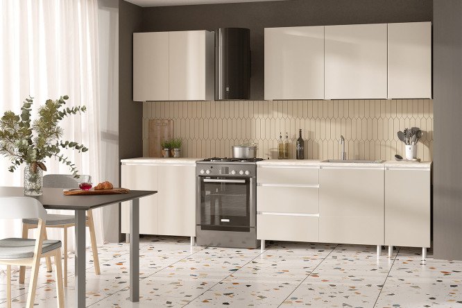 Изображение товара Кухонный гарнитур Ренер 240х220х60 см белый кашемир из ЛДСП