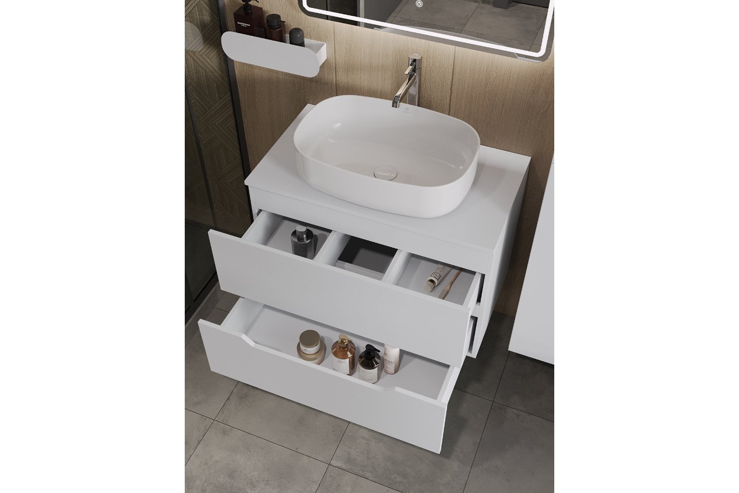 Тумба подвесная ORANGE Line 80 Li-80TuwMDF+B07-540W 81 см, цвет каркаса белый, фасада белый
