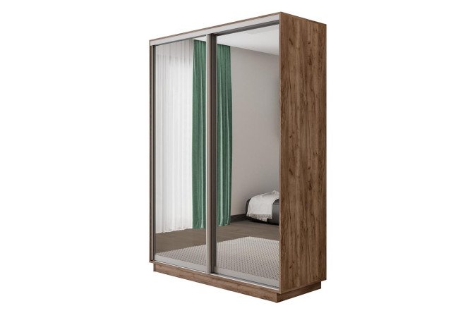 Изображение товара Двухдверный шкаф-купе Оптима 120х220х60,1 см дуб табачный зеркала
