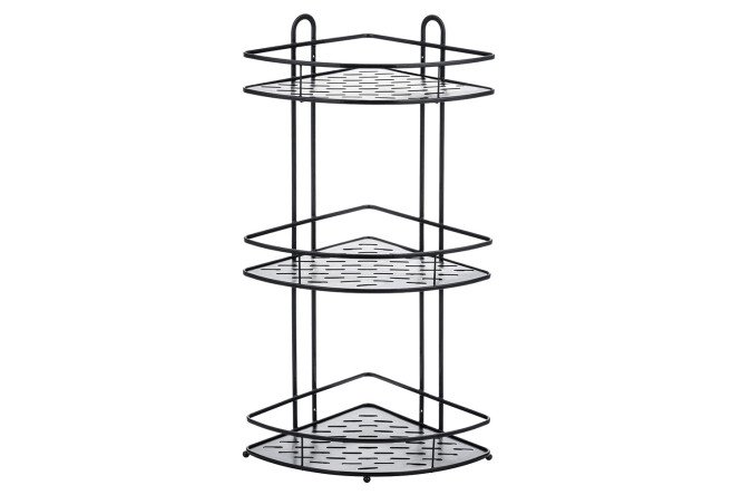 Изображение товара Угловая трехъярусная полка BERKRAFT Practical ZC1117 27x69x27 см черная