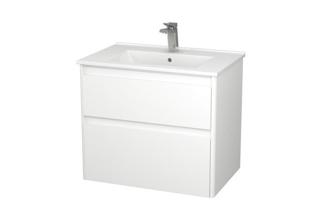 Изображение товара Тумба подвесная Aventino с 2 ящиками 71 см белый глянец с раковиной