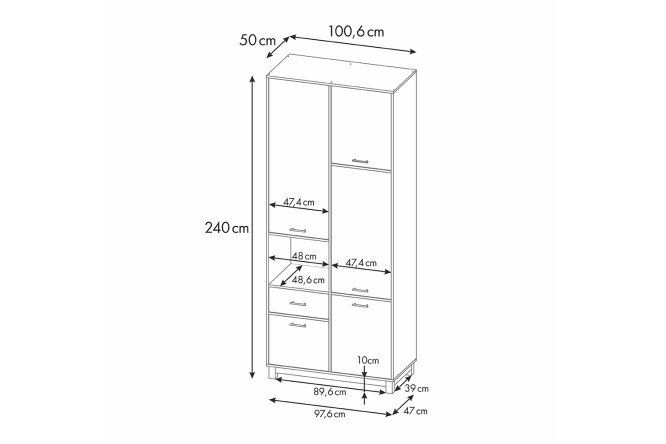 Шкаф двухсекционный Mirum 100.6х240х50 см