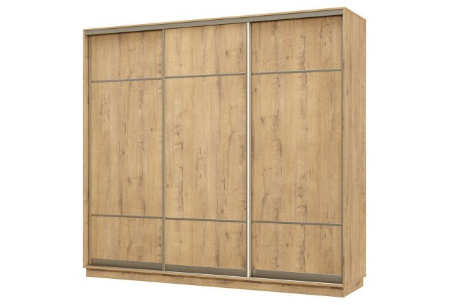 Изображение товара Шкаф-купе 3-дверный Практик 240х240х60 см, бунратти, цвет профиля - шампань