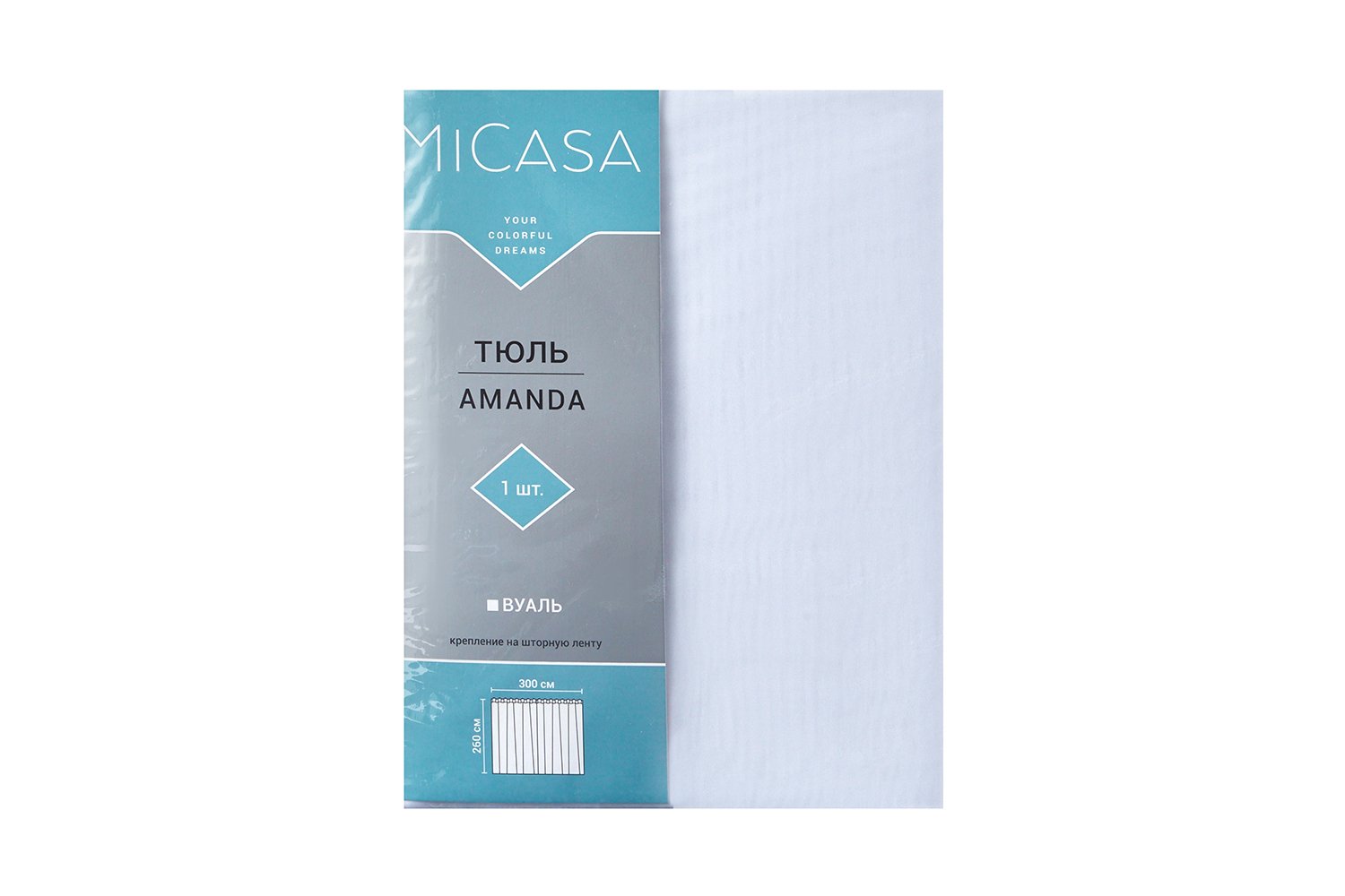 Тюль MICASA Amanda 300х260 см, 1 шт., цвет белый