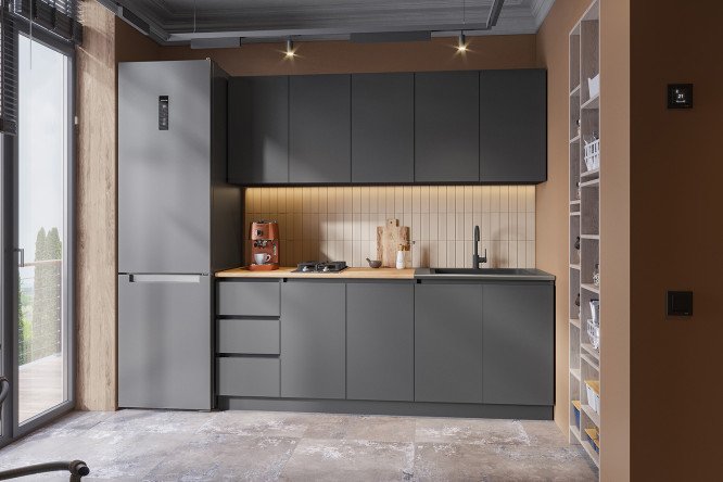 Изображение товара Кухонный гарнитур Азалия 200х216х60 см графит серый ЛДСП