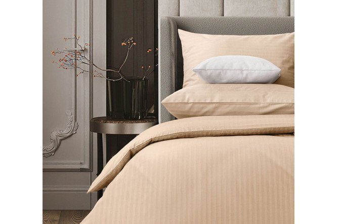 Комплект постельного белья Stripe Premium Bronze 200х220 см, Евро