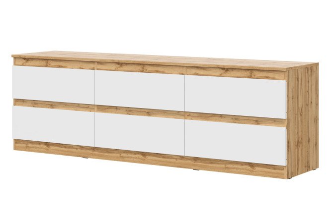 Изображение товара Тумба для ТВ Stern с 6 ящиками белый дуб Вотан размеры 190,2x60,9x43,3 см