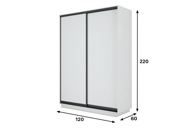 Шкаф-купе 2-дверный Slide-2 120/1 v.2, 120х220х60 см, белый снег/чёрный профиль