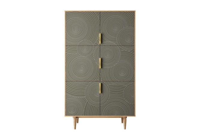 Изображение товара Комод Line с 6 дверками коричнево-серый, орех, большой