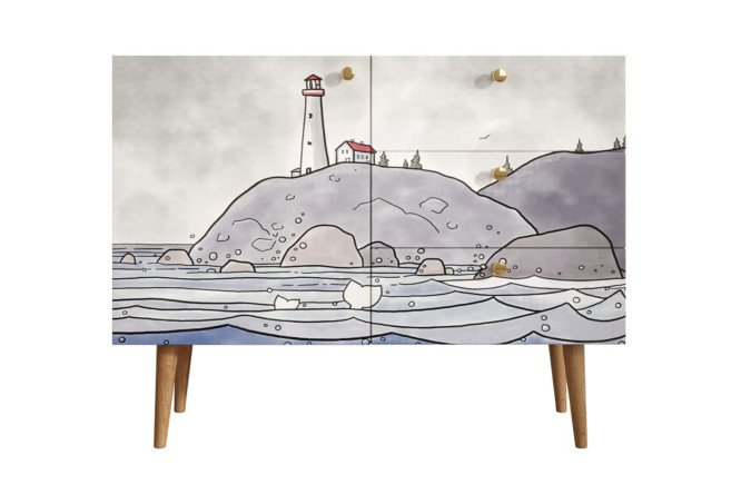 Изображение товара Стильный комод Berber 3 ящика и дверка коричневый размеры 90х70х40 см