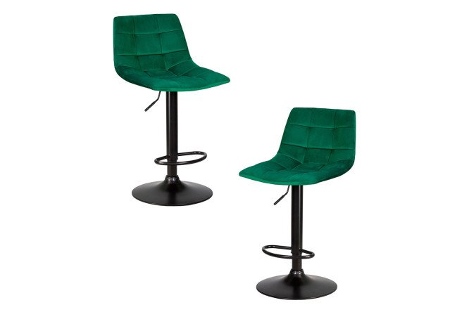 Изображение товара Набор барных стульев DOBRIN Tailor Black 47х92х49 см, цвет обивки зелёный, ножек чёрный