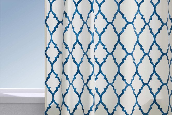 Изображение товара Штора HOFF Монограмма 180х300 см, 1 шт., цвет белый, синий
