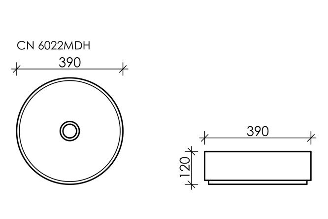 Умывальник накладной CERAMICANOVA Element CN6022MDH 39х12х39 см