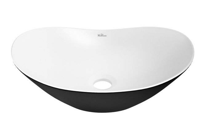 Изображение товара Накладная раковина Carefree dove 332904000 44х15,5х29 см белый и черный матовые