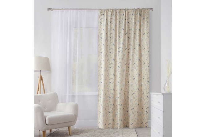 Изображение товара Штора Berna 180x280 см бежевый голубой велюр легкая и прочная