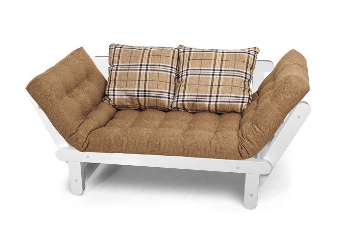Изображение товара Кушетка Сламбер 153.5х61х69 см бежевый цвет рогожка белая эмаль