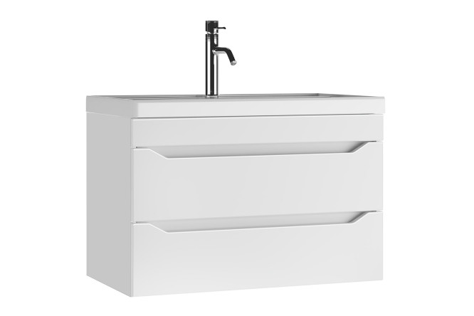 Изображение товара Тумба под раковину подвесная Айсберг Ева с 2 ящиками 79.2 см, цвет каркаса белый, фасада белый