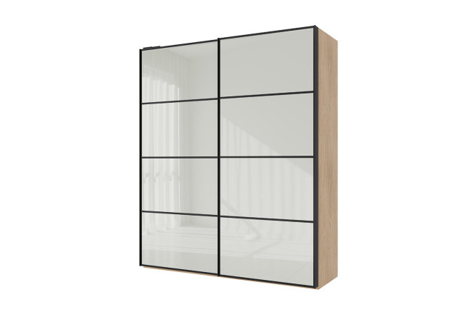 Изображение товара Шкаф-купе HOFF Блокс Ультра 199,5х236,4х67 см светлый дуб стекло черный профиль