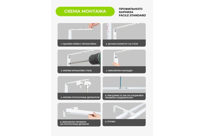 Карниз стеновой двухрядный ARTTEX Facile Standard 330 см
