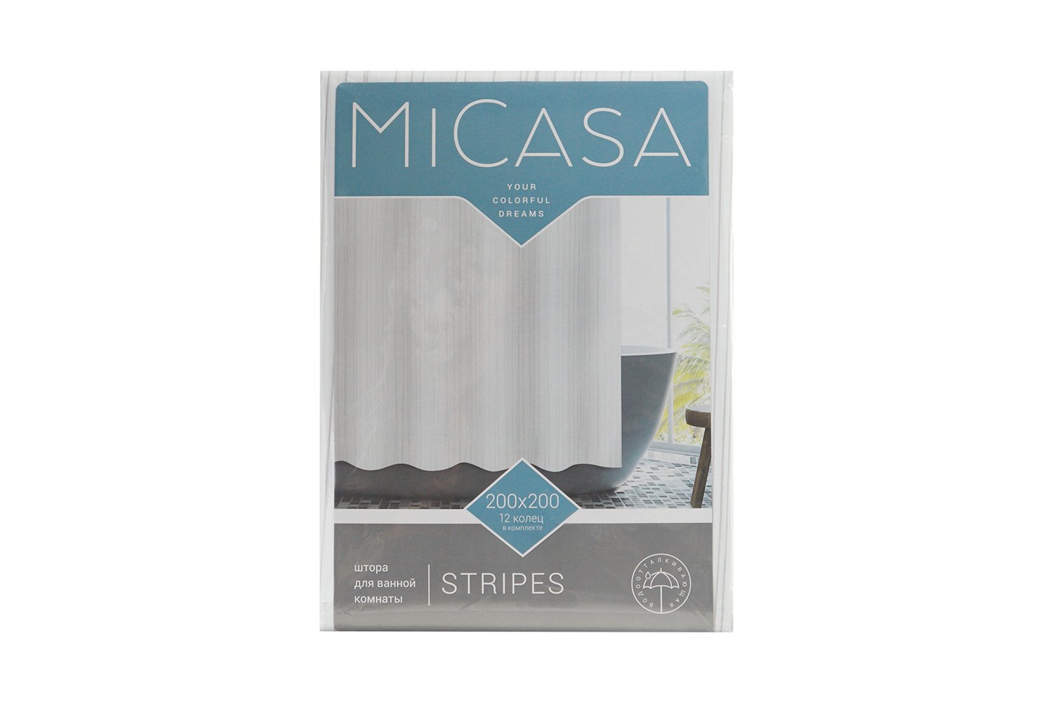 Штора для ванной комнаты MICASA Stripes 200x200 см