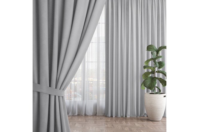 Изображение товара Штора Рогожка 165х270 см пепельно-серый, одинарная, легкая установка