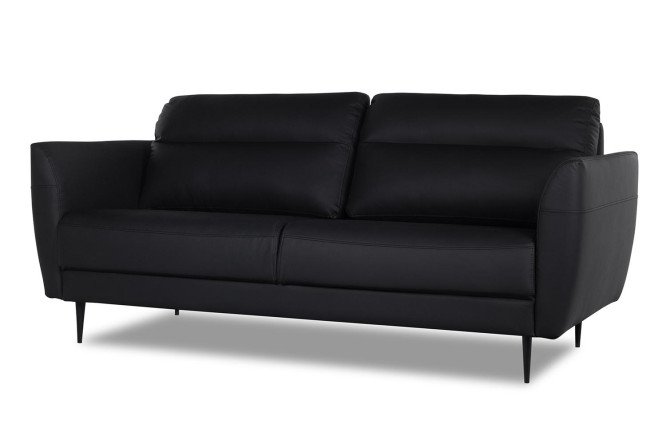 Изображение товара Трехместный диван Mos из искусственной кожи черный 190х82х88 см