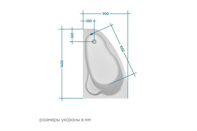 Ванна пристенная Marka One Лил (Lil) L, левый, белый 140x90 см
