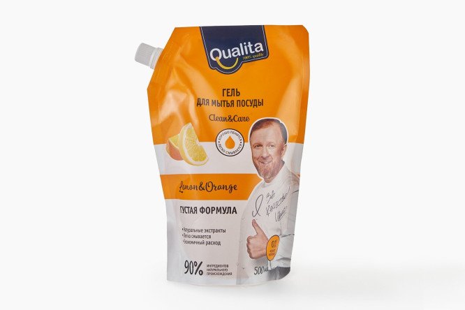 Изображение товара Средство для мытья посуды Qualita Lemon&Orange 0.5 л