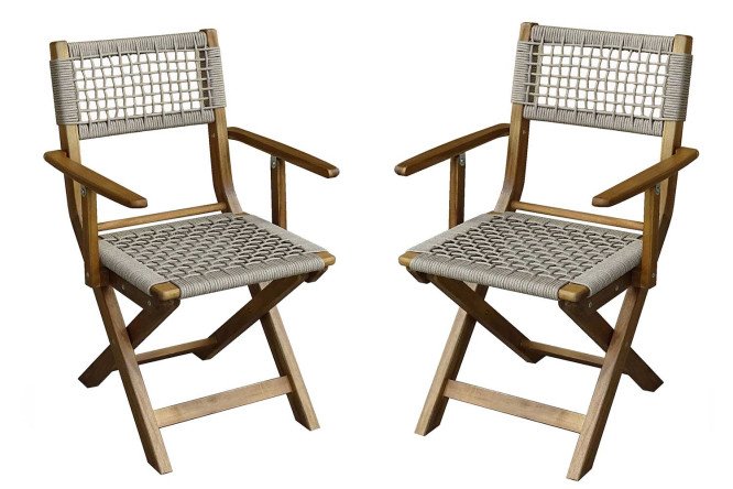 Изображение товара Комплект стульев Calisto с подлокотниками натуральный тик бежевый 2 шт