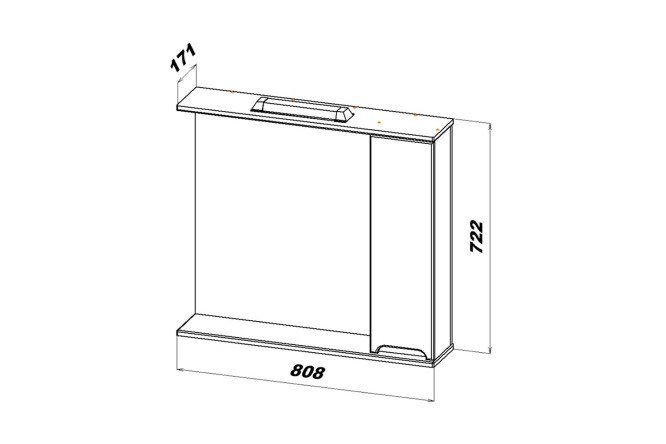 Фото 12 Зеркальный шкаф однодверный Sanstar Адель 80 П 176.1-2.4.1. 80.8х72.2х17.1 см, Правый