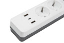 Сетевой фильтр Uniel Standard S-GSR5-3 U2C1 WHITE/GREY с заземлением 3 м