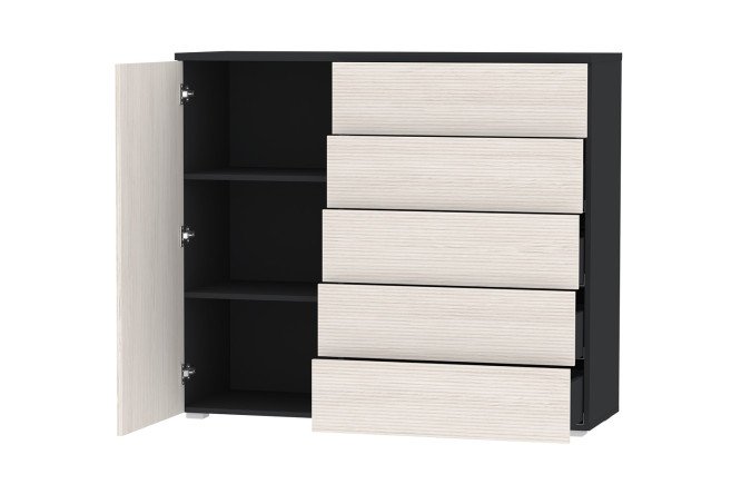 Комод Оскар Греви 125,4х109,2х44 см, антрацит, кадена лайт, push-to-open