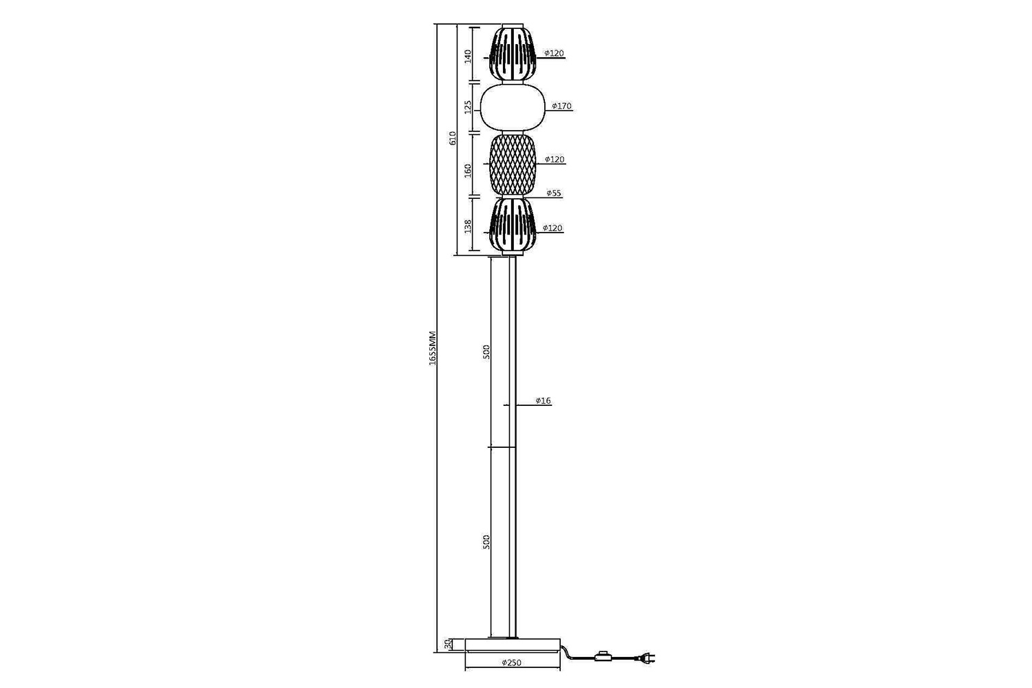 Торшер LED MAYTONI Modern Pattern 25x165x25 см, LED