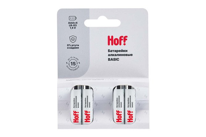 Изображение товара Батарейки алкалиновые HOFF Basic LR03-4BL AAA, 4 шт.