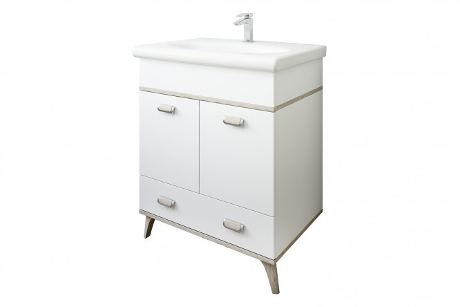 Изображение товара Тумба под раковину Sanflor Бруно 66 см, цвет белый матовый, орегон