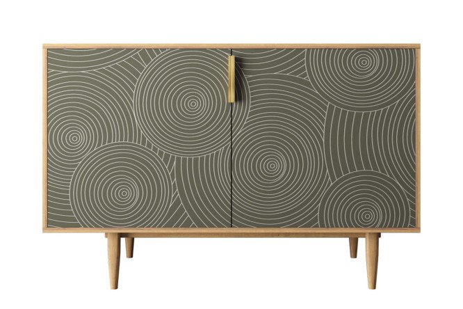 Изображение товара Комод Line с 2 дверками коричнево-серый и орех 124х84х50 см