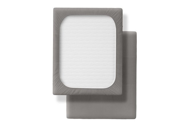 Простыня на резинке Stripe Premium Gray Страйп-сатин 140х200 см, До 22 см