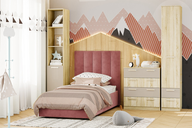 Кровать Ingrid 90х200 см цвет тёмно-розовый