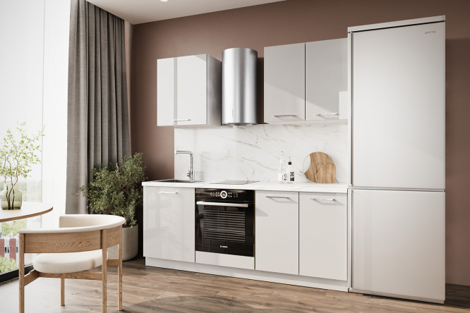 Изображение товара Модульный кухонный гарнитур Амика 2,0 м светло-серый глянец