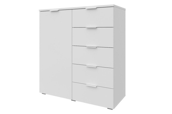 Изображение товара Стильный белый комод Оскар Мун 100,2х109,2х44 см из ЛДСП с ручками