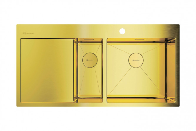 Изображение товара Врезная кухонная мойка OMOIKIRI Akisame 100-2-LG-R светлое золото