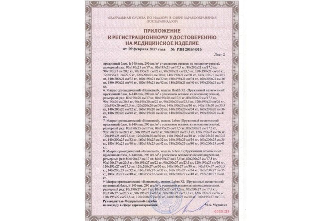 Фото 10 Матрас ортопедический HONNEMED Traum L 80х200 см, Средняя